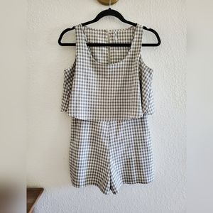 IN Sunday Brooklyn Ruffled Gingham Romper Plaid